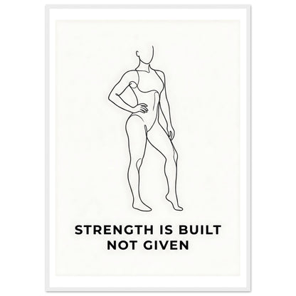 Women Fitness Poster - Strength Is Built Not Given - A1 (59.4 x 84.1 cm) - White frame / Ready-to-hang - Sparkycare