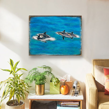Killer Whales Wood Wall Art - Coastal Sea Life Decor
