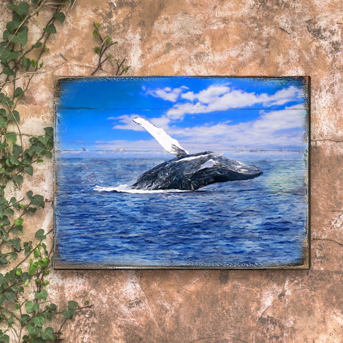 Whale Wood Wall Art - Coastal Sea Life Decor