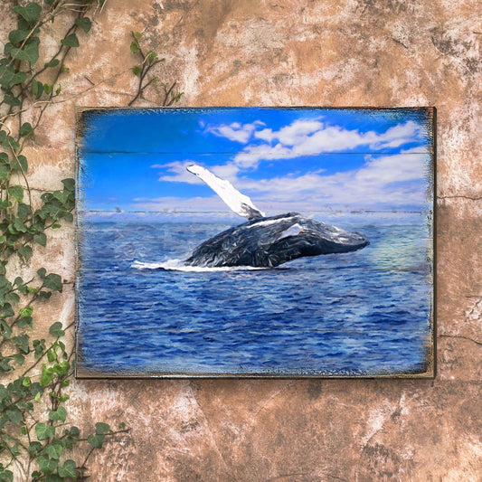 Whale Wood Wall Art - Coastal Sea Life Decor