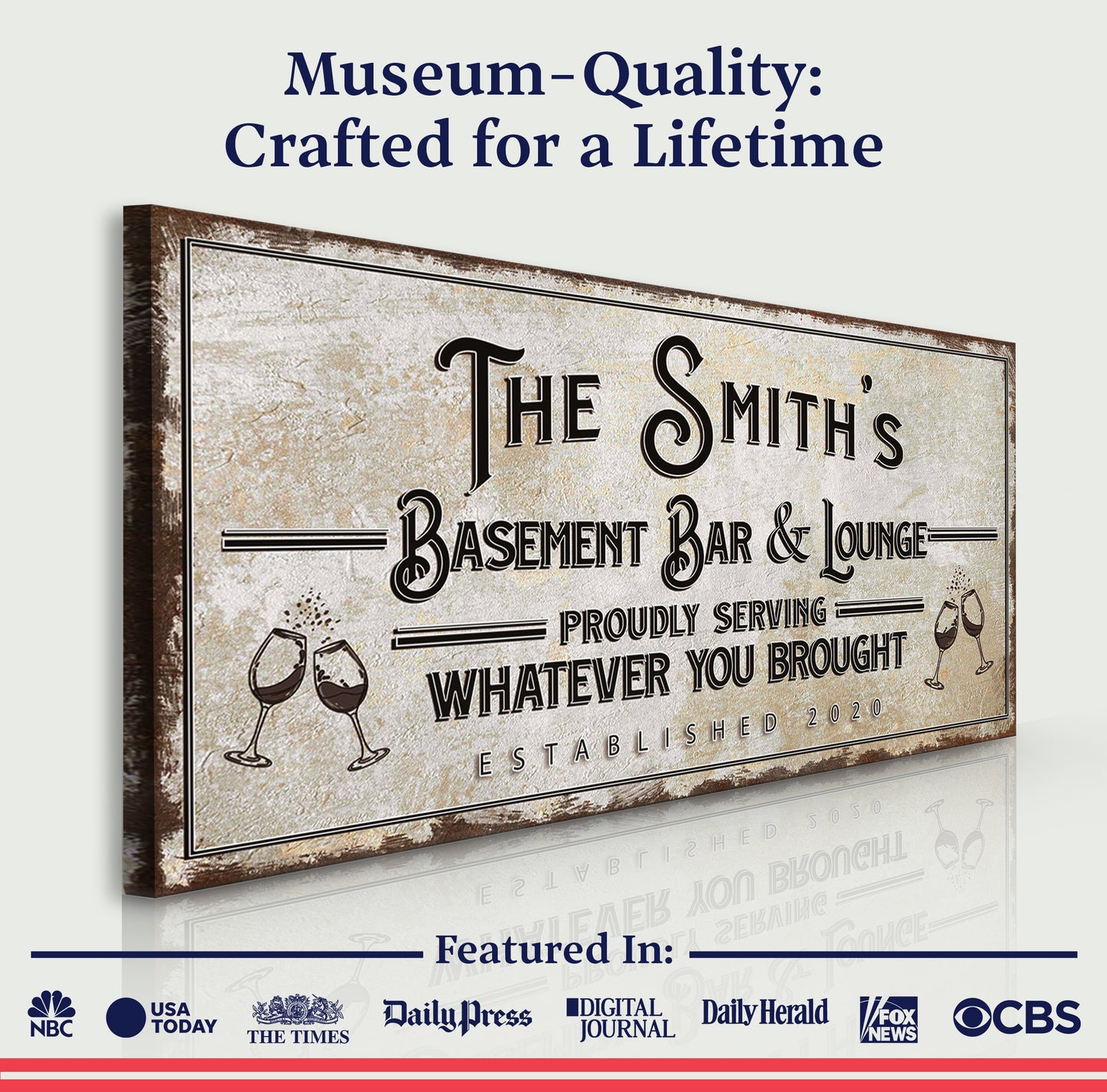 Basement Bar And Lounge Canvas Sign
