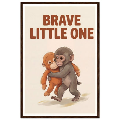 Brave Little One Monkey Poster - Bold Typography Framed Art - 20x25 cm / 8x10″ - White frame / Ready-to-hang - Sparkycare