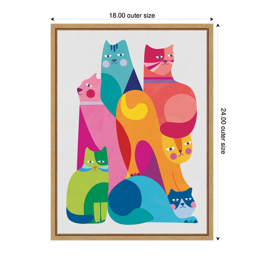 Modern Abstract Cats Framed Canvas Wall Art