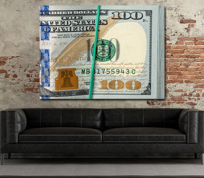 Bankroll Money Stack Canvas Wall Art