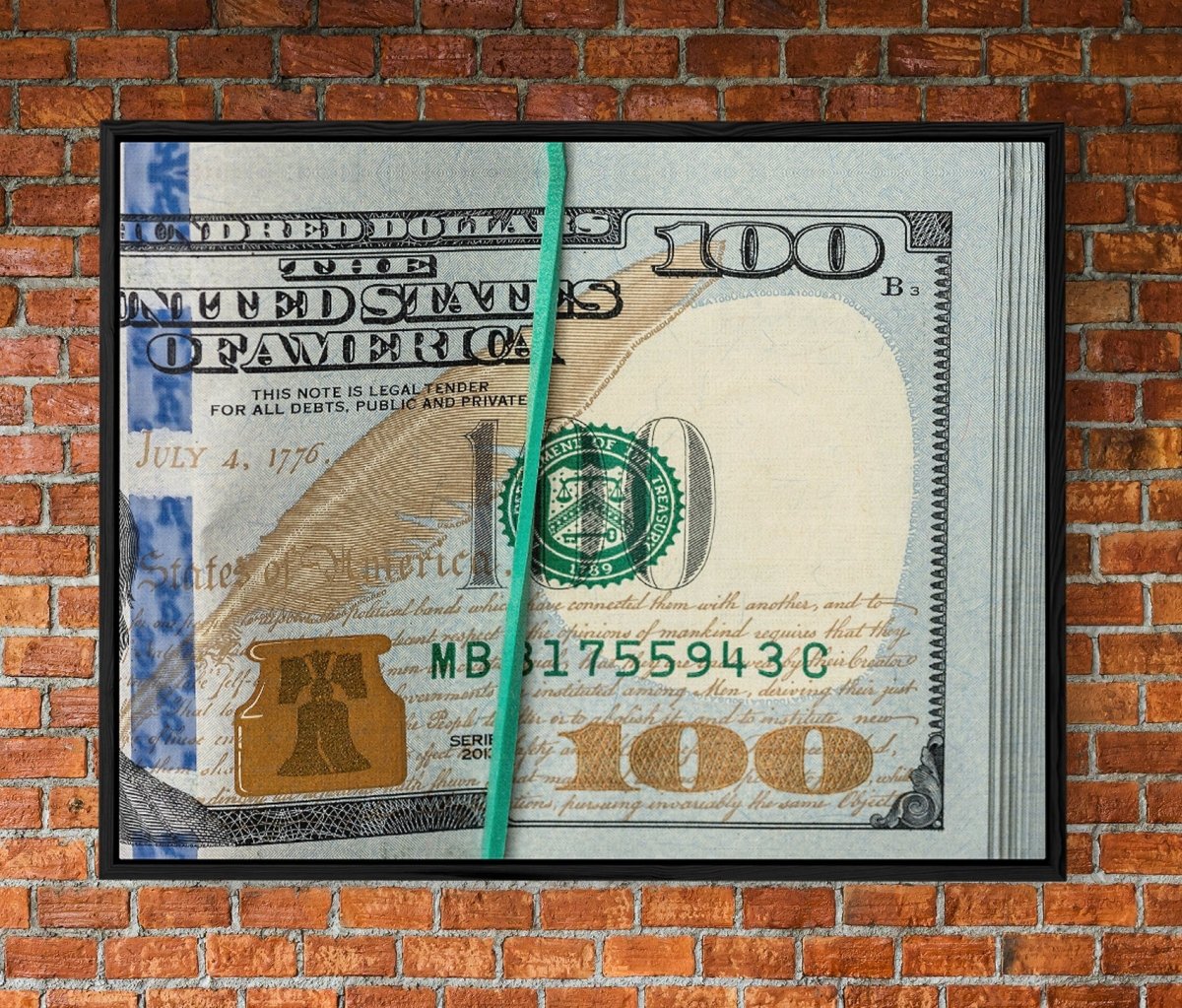 Bankroll Money Stack Canvas Wall Art