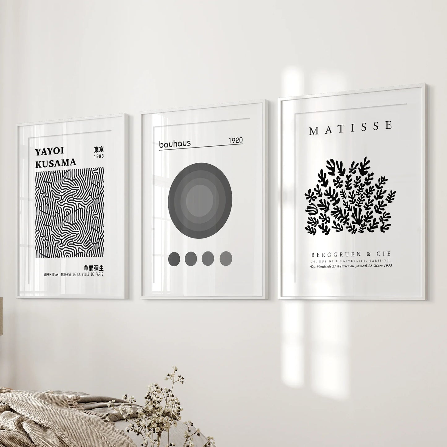 Black and White Abstract Wall Art Poster Set of 3