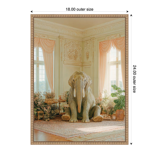 Lazy Elephant in His Room Framed Canvas Wall Art