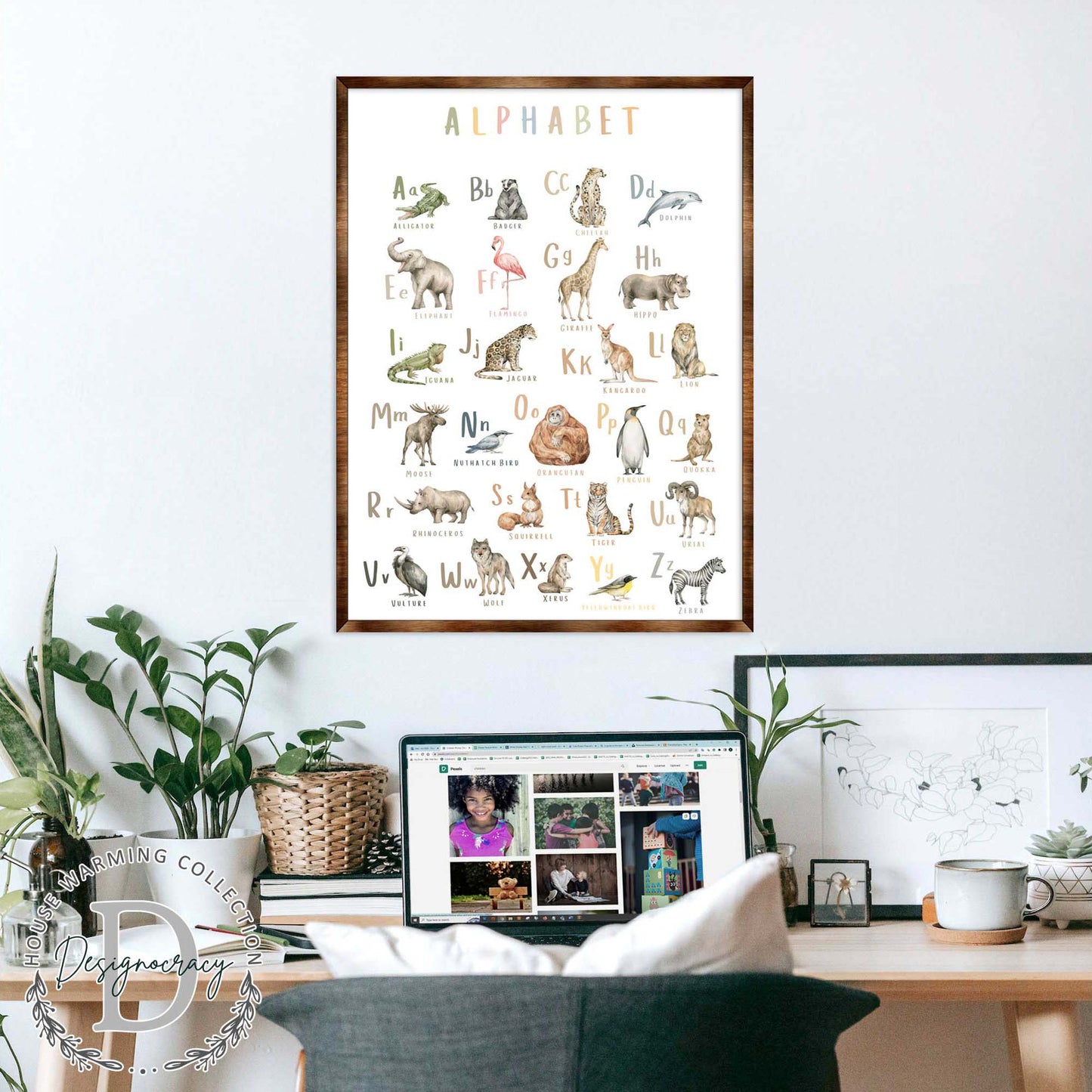 Animal Alphabet Wooden Kids Room Wall Art