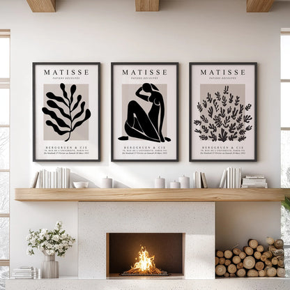Modern Cut-Out Figure and Botanical Wall Art Set of 3