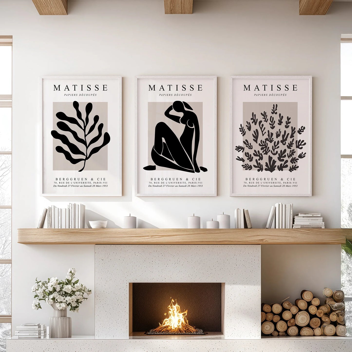 Modern Cut-Out Figure and Botanical Wall Art Set of 3
