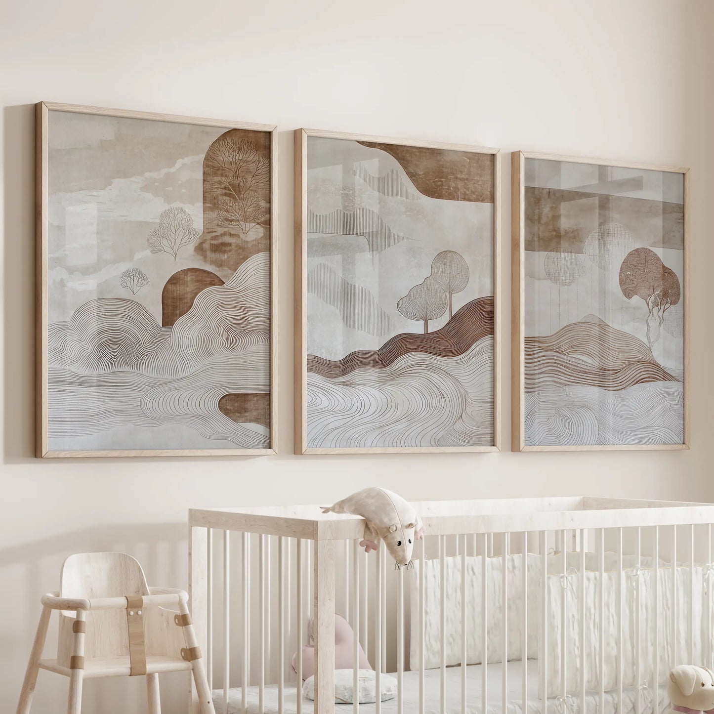 Wabi Sabi Earth Tone Landscape Wall Art Set of 3