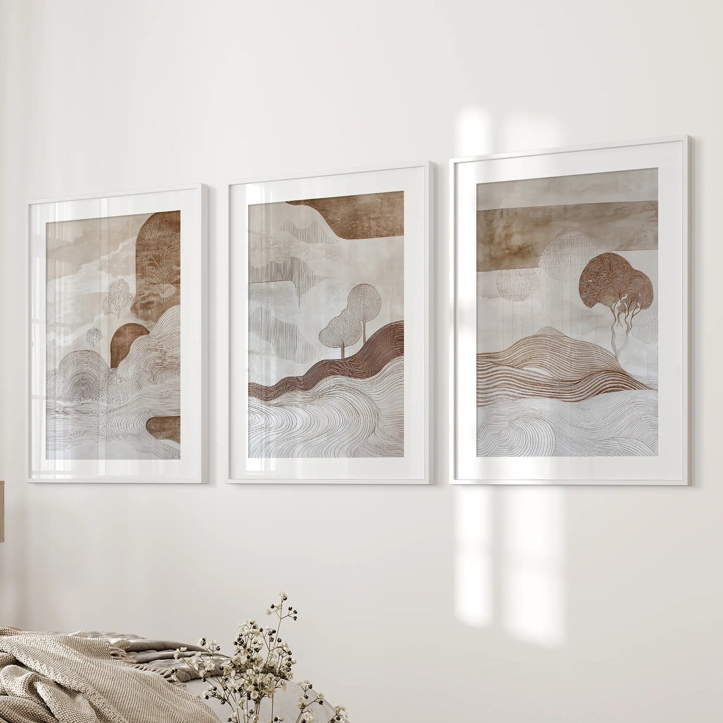 Wabi Sabi Earth Tone Landscape Wall Art Set of 3