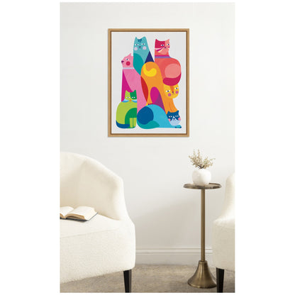 Modern Abstract Cats by Rachel Lee Framed Canvas Wall Art Print