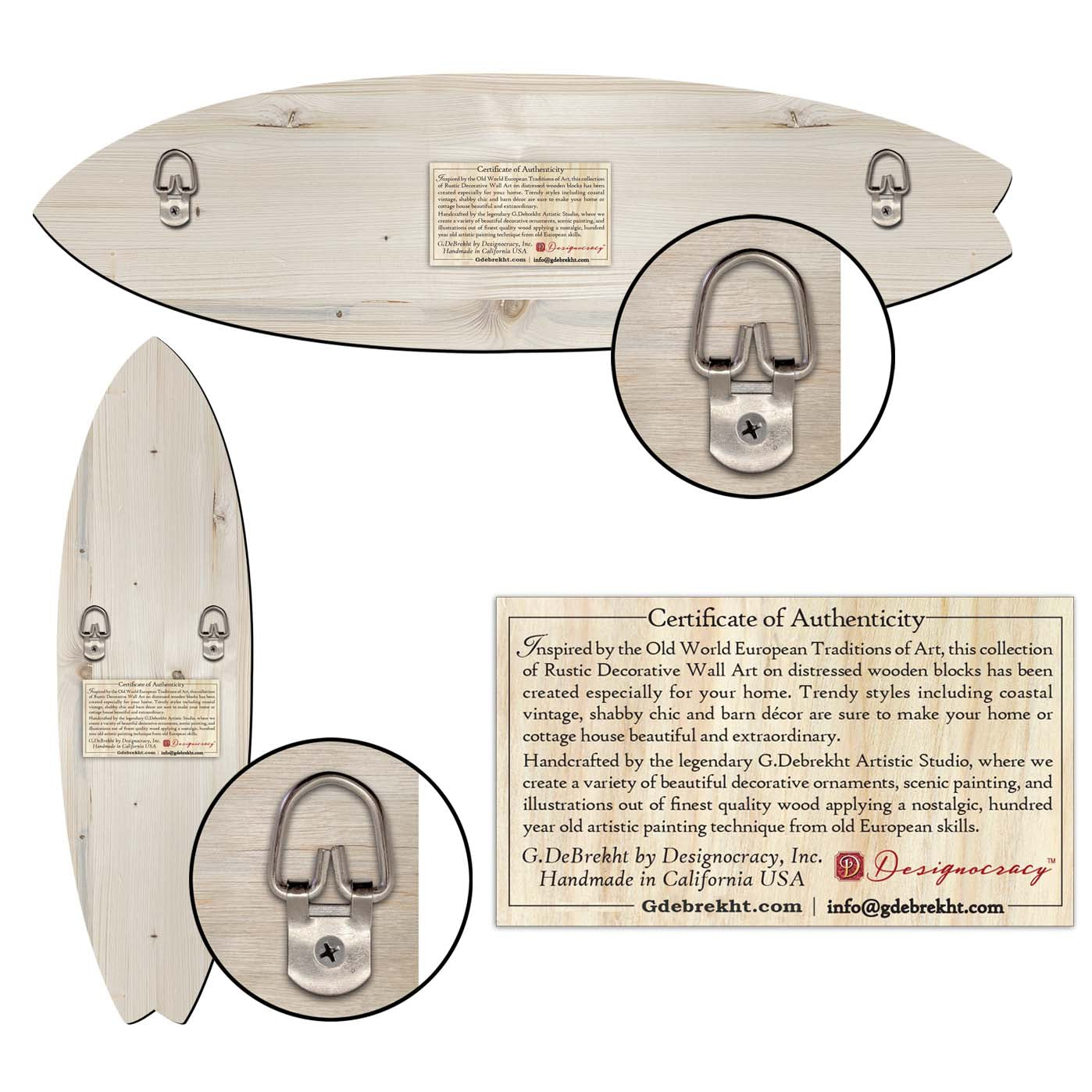 Golden Waves Surfboard Wood Wall Art, Coastal Decor