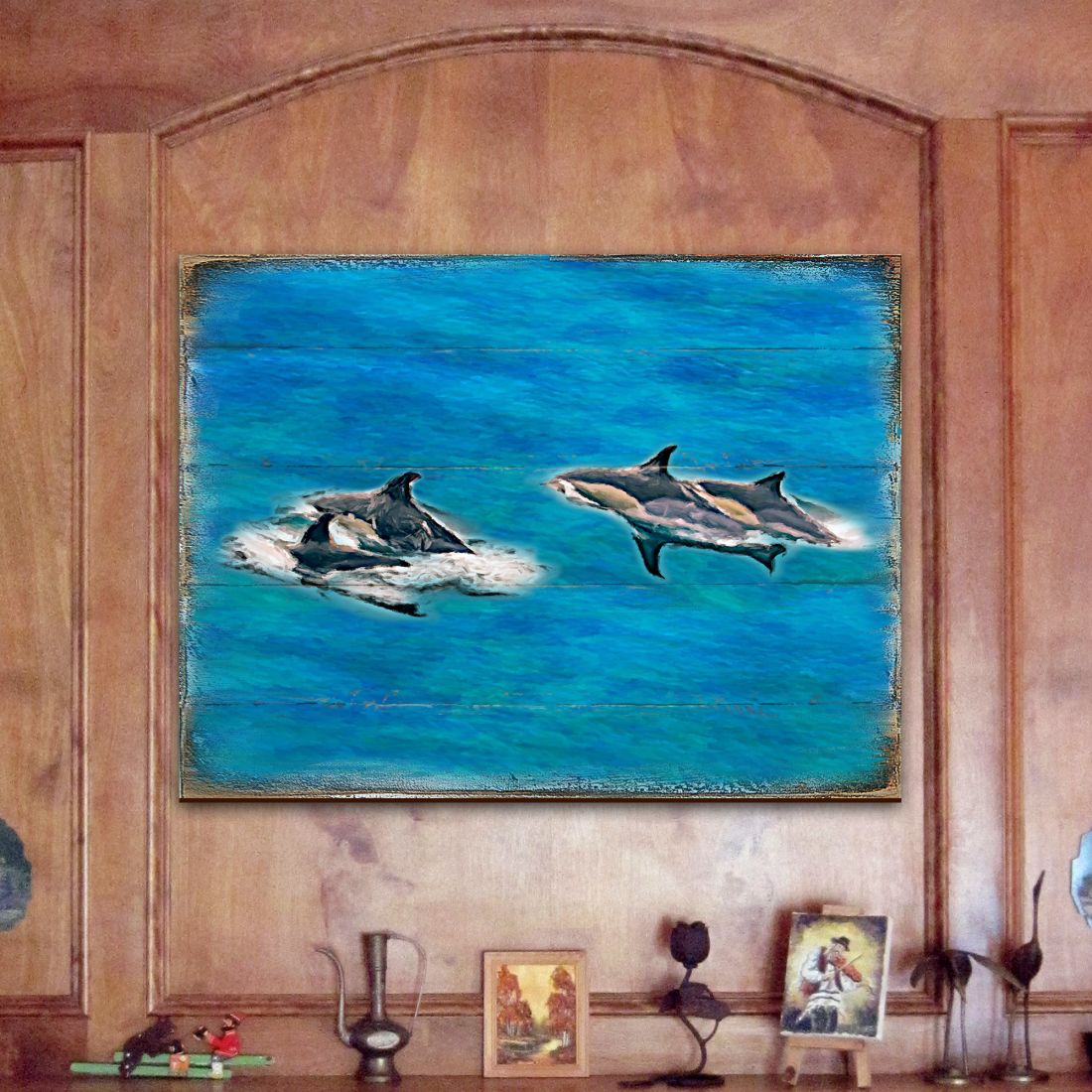 Killer Whales Wood Wall Art - Coastal Sea Life Decor