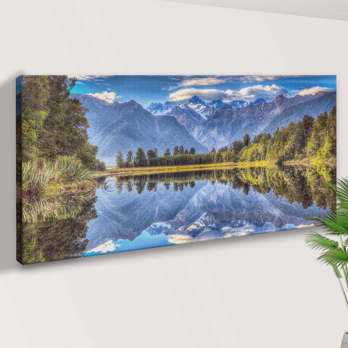 Mirror Lake Mountain Reflection canvas shown in a styled room setting, view 2