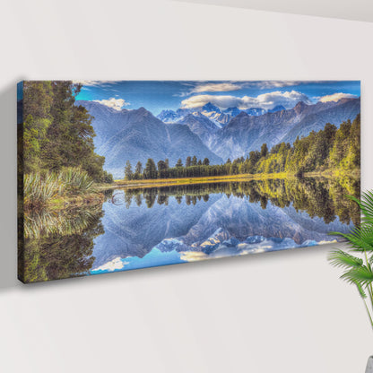 Mirror Lake Mountain Reflection canvas shown in a styled room setting, view 2
