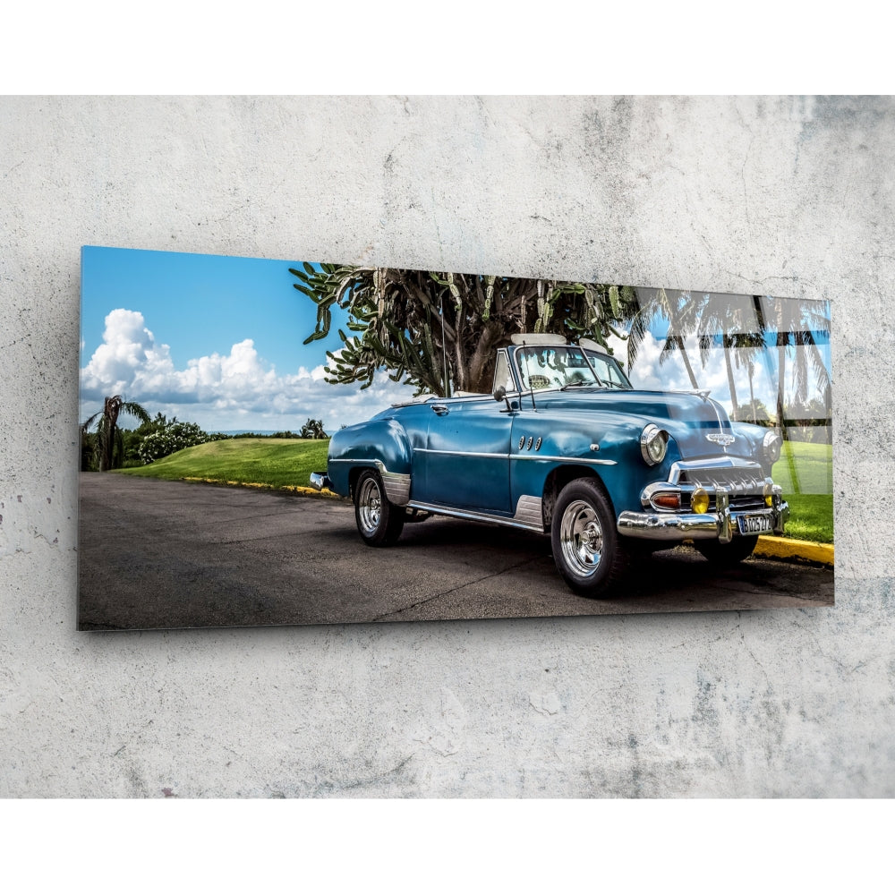 Classic Car Panoramic Glass Wall Art