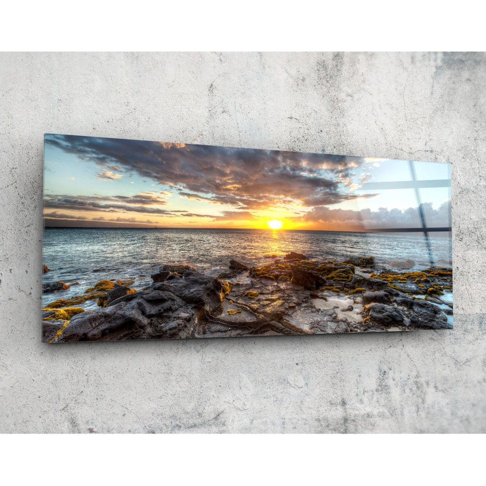 Panoramic Sunset Glass Wall Art