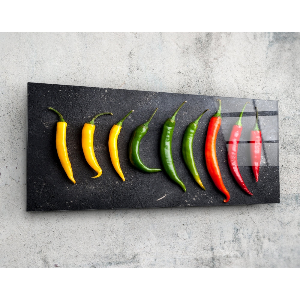 Pepper still life glass wall art