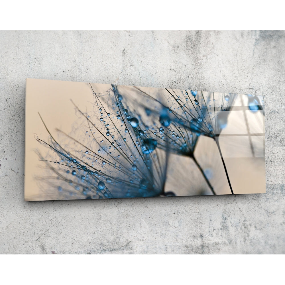 Macro dandelion glass wall art