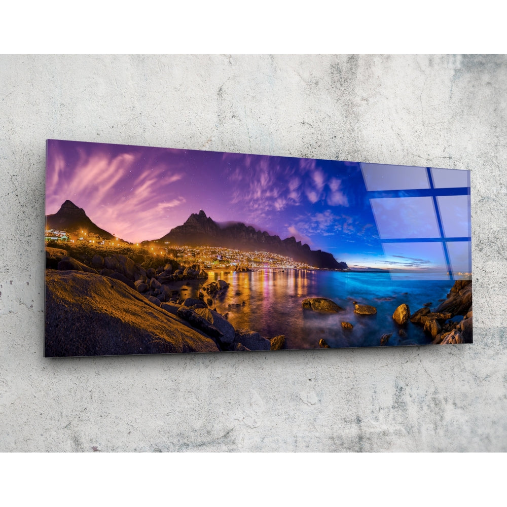 City Lights Glass Wall Art vivid urban night scene