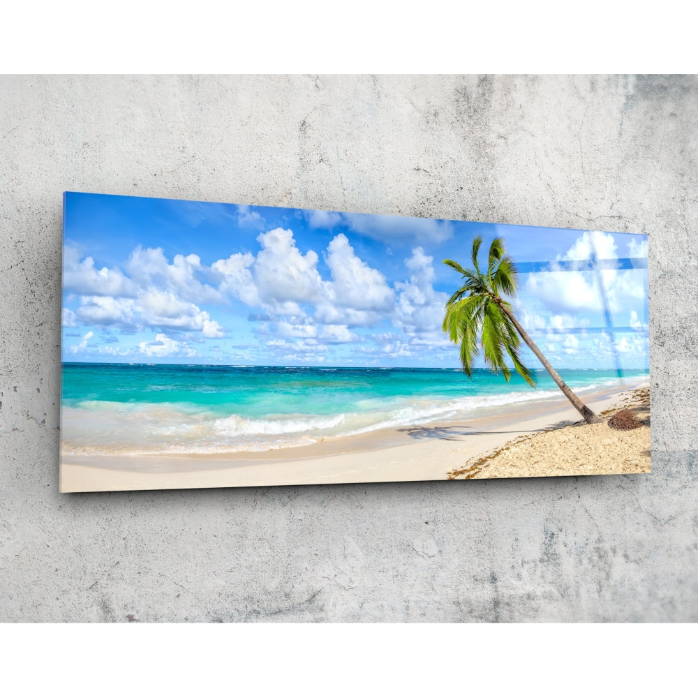 Palm Tree glass wall art tropical silhouette