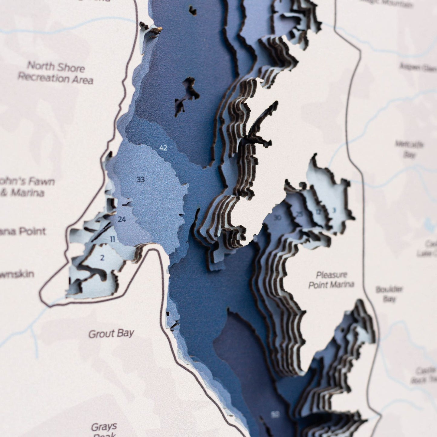 Wooden Big Bear Lake Map Wall Art