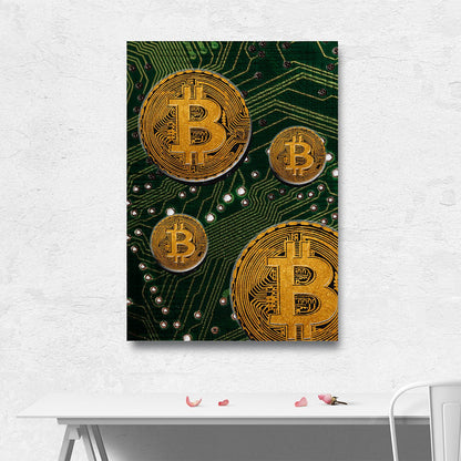 Bitcoin crypto art canvas wall art for a home office