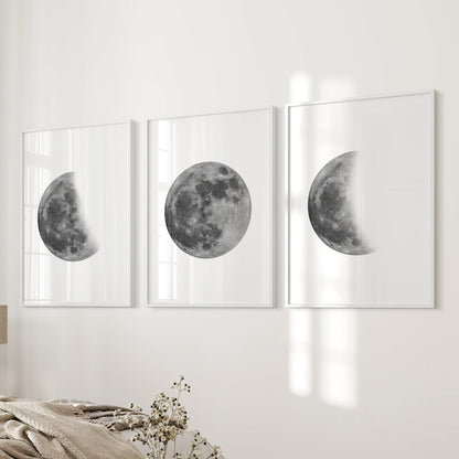 Moon Phases Wall Art Set of 3 (Unframed)