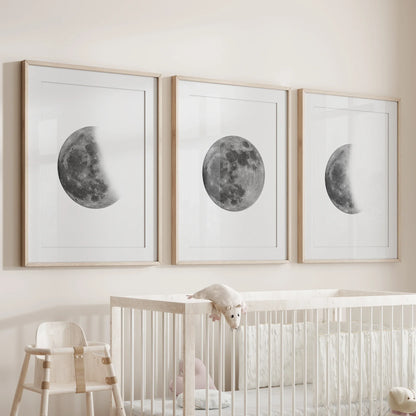 Moon Phases Wall Art Set of 3 (Unframed)