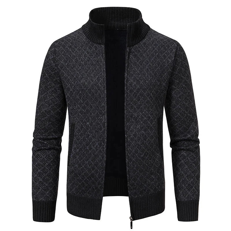 black men’s winter zip cardigan wool lined
