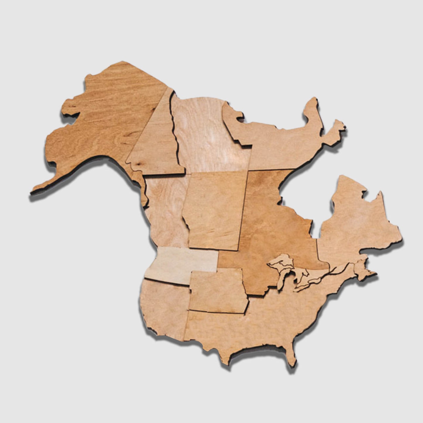 3D Wooden World Map Wall Art - Light