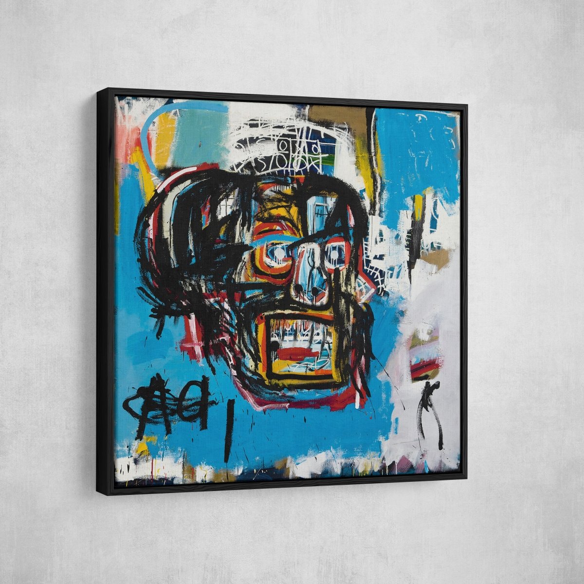 Blue Head abstract modern canvas wall art, gallery-wrapped neo-expressionist decor