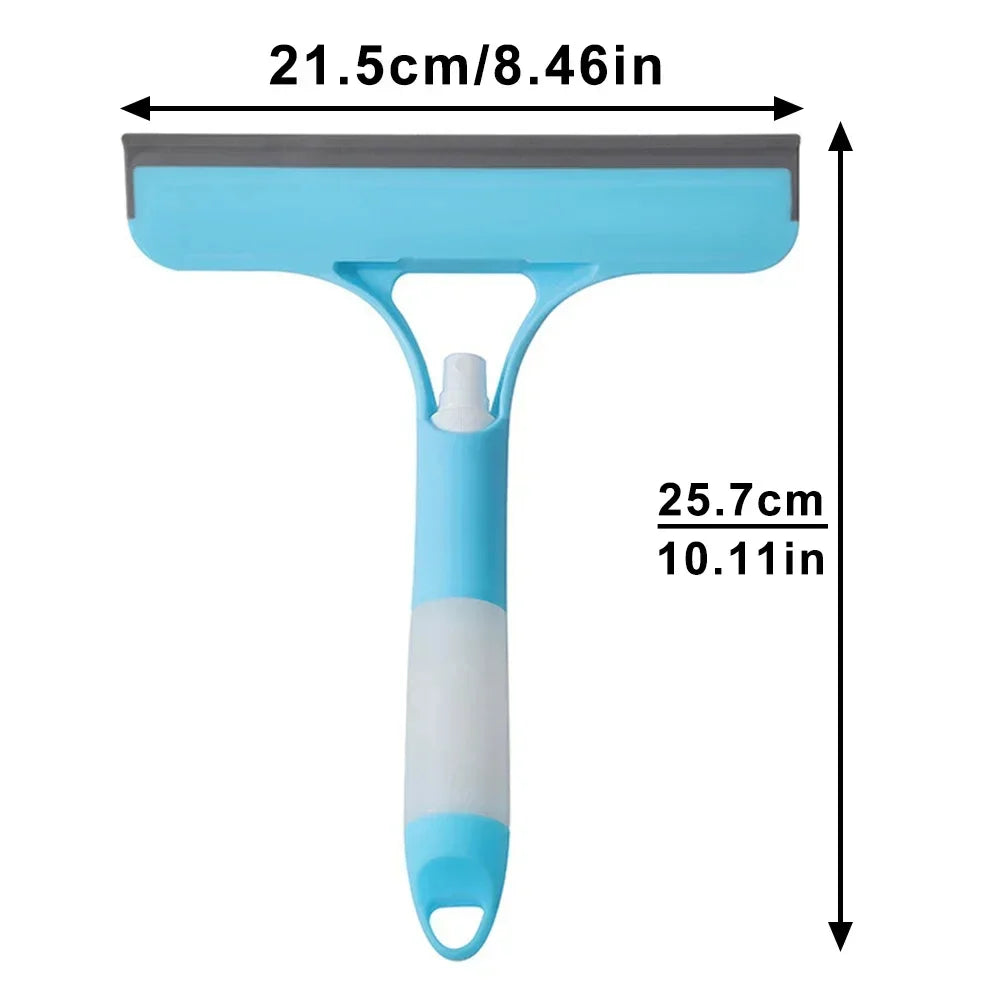 blue window squeegee showing size dimensions 21.5 cm by 25.7 cm