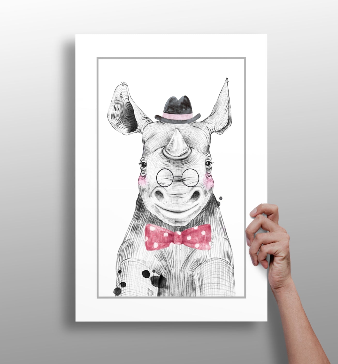 Mr Hippo animal metal wall art print on aluminum panel