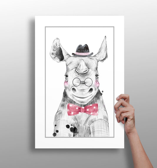 Mr Hippo animal metal wall art print on aluminum panel