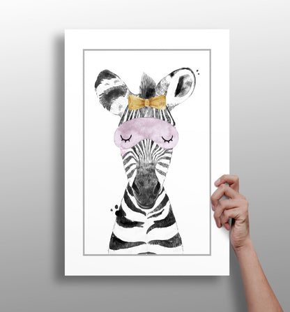 Sleepy zebra metal wall art 4-piece set