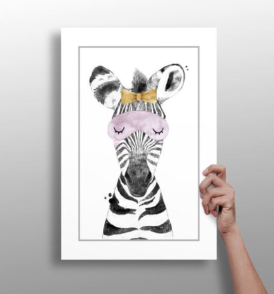 Sleepy zebra metal wall art 4-piece set