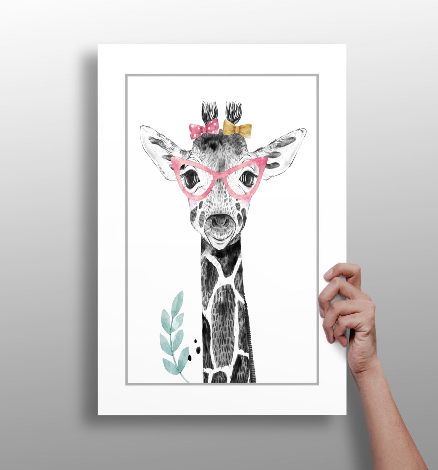 Giraffe metal wall art 4-piece aluminum print