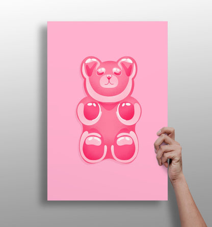 Teddy Bear metal wall art print in matte aluminum finish