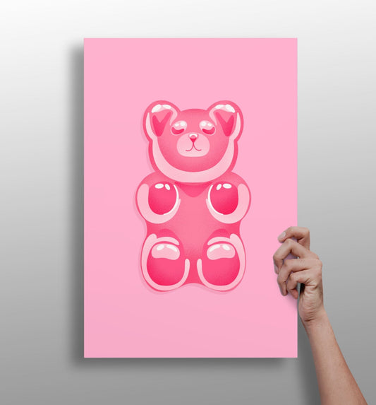 Teddy Bear metal wall art print in matte aluminum finish