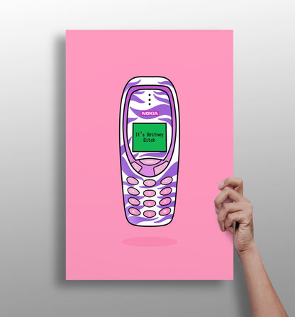 Retro cell phone metal wall art print