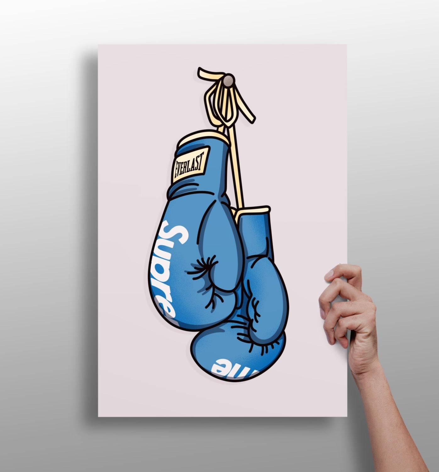 Boxing gloves aluminum wall art print with matte finish, modern gym and home decor