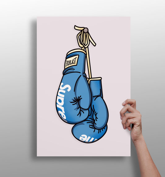 Boxing gloves aluminum wall art print with matte finish, modern gym and home decor