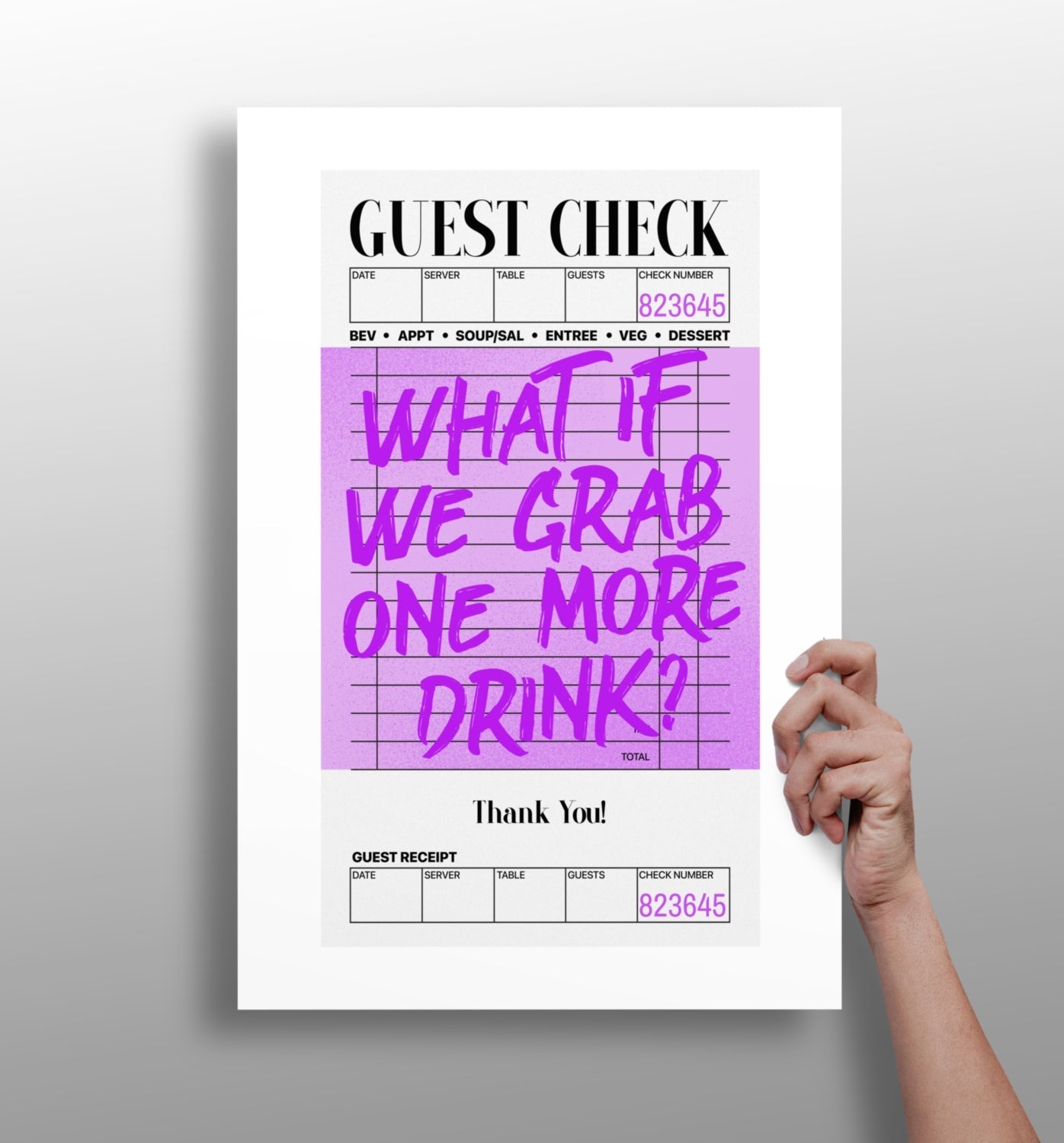 Guest Check aluminum metal wall art print
