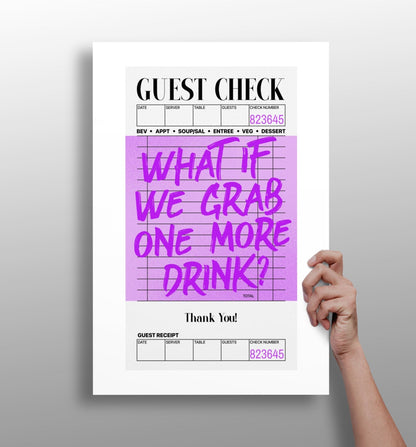 Guest Check aluminum metal wall art print