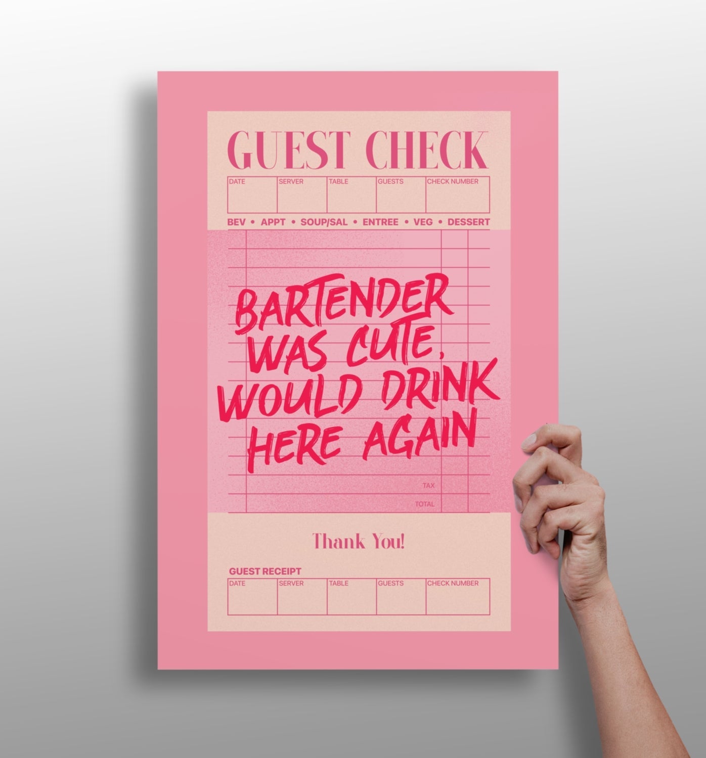 Guest check metal wall art print