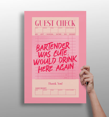 Guest check metal wall art print