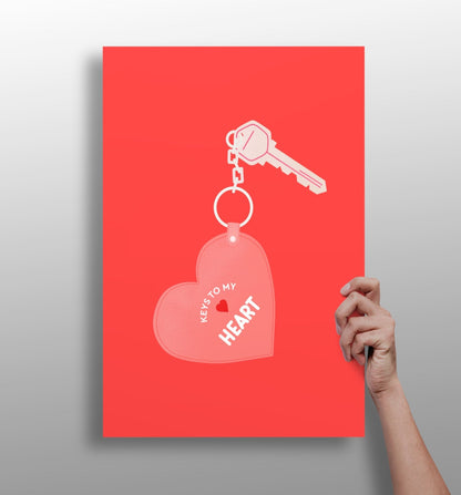 Key to heart metal wall art aluminum print